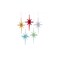 KSA Set of 10 Multi-color Mid Century Glitter Starburst Christmas Ornaments 5.5"